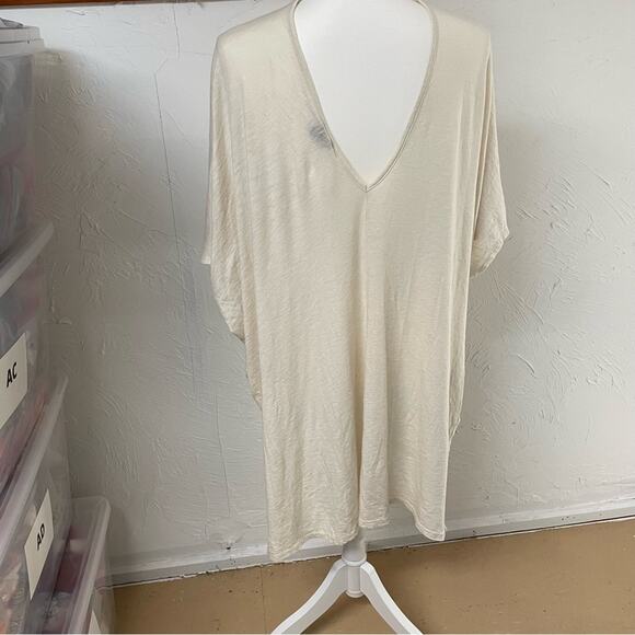 Blank Page White Draped Front Kimono Short Sleeve Cardigan Sweater Womens L - Picture 8 of 8